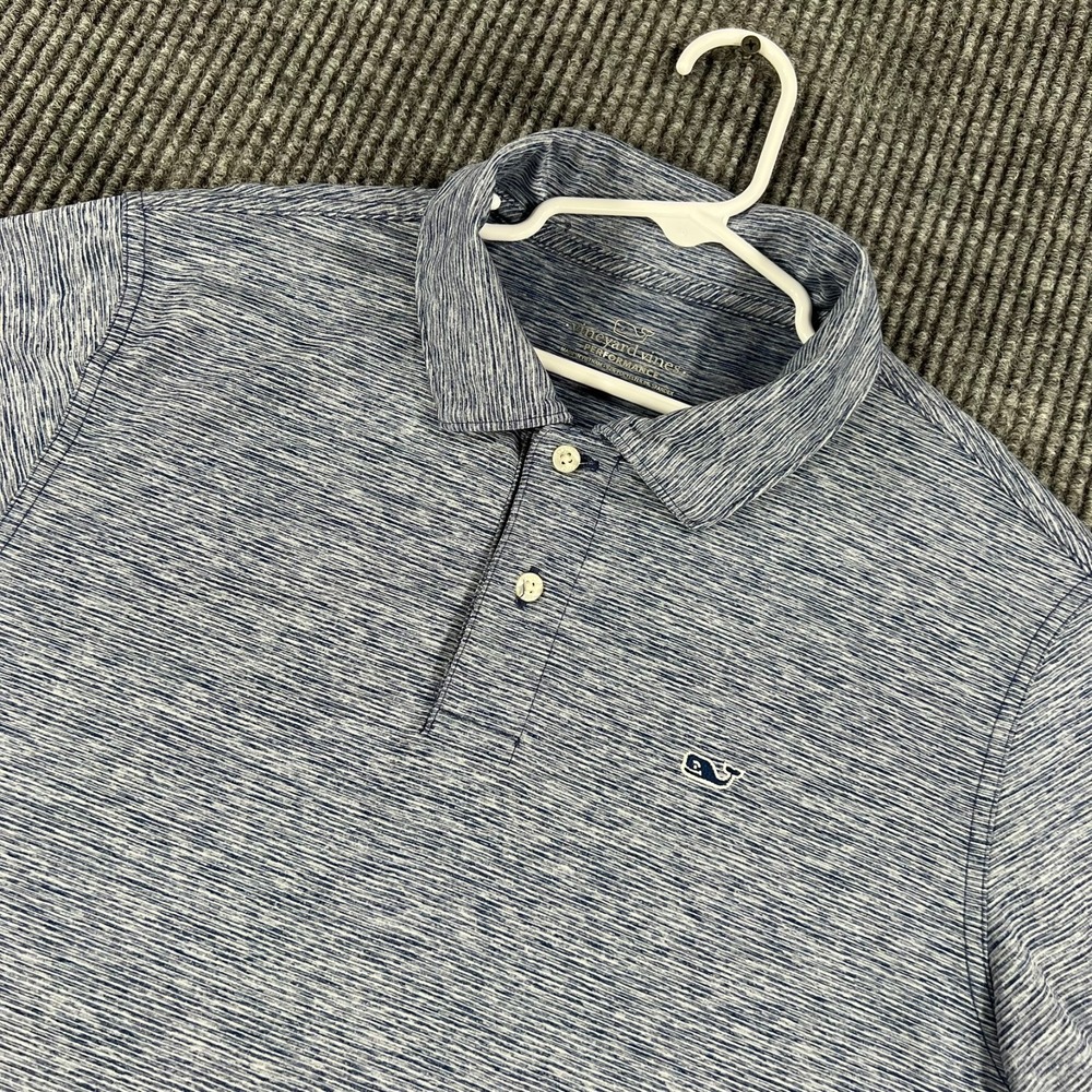 Vineyard Vines Performance Polo Shirt Youth Boys Large Blue Short Sleeve School